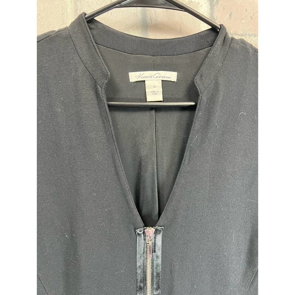 Kenneth Cole Black Sleeveless V Neck Knee Length Dress Size 12 Long Front Zipper - Picture 5 of 6